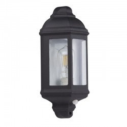 Maine - Black & Glass Half Lantern PIR Wall Lamp