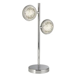 Quartz - Chrome 2 Light LED Table Lamp with Bubble Glass