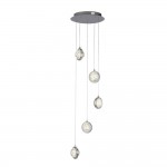 Quartz - Chrome 5 Light LED Cluster Pendant with Bubble Glass