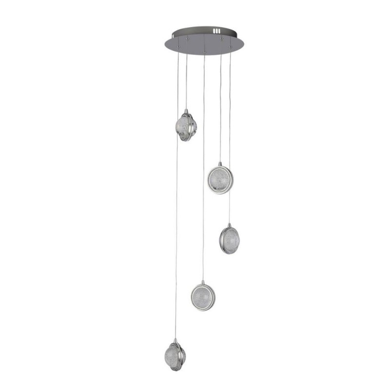 Searchlight-28701-5CC - Quartz - Chrome 5 Light LED Cluster Pendant with Bubble Glass