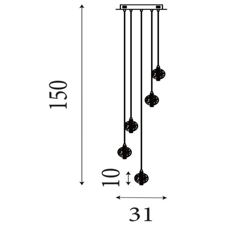 Searchlight-28701-5CC - Quartz - Chrome 5 Light LED Cluster Pendant with Bubble Glass