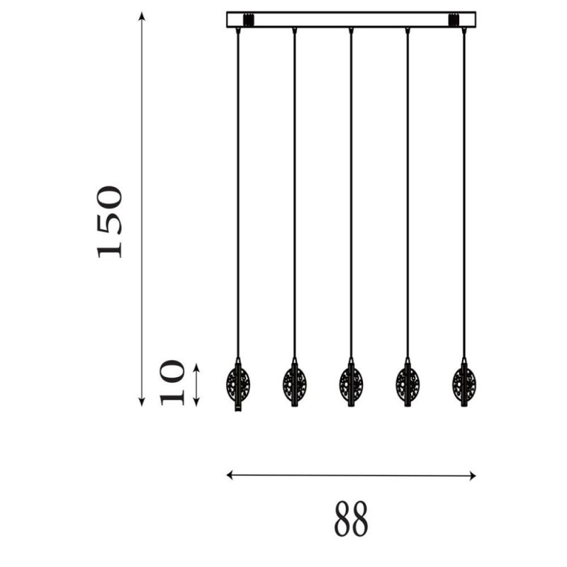 Searchlight-28702-5CC - Quartz - Chrome 5 Light LED over Island Fitting with Bubble Glass
