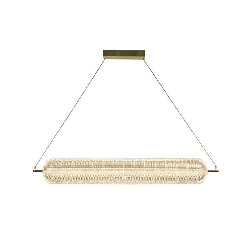 Searchlight-28800SB - Capsule - Satin Brass LED over Island Fitting with Clear Acrylic Shade