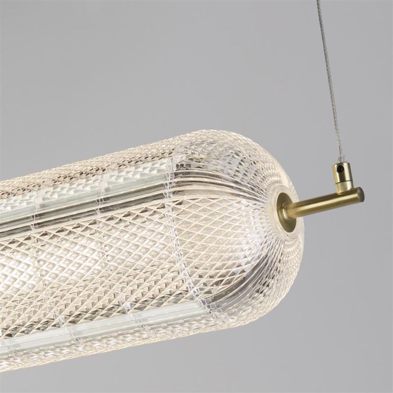 Searchlight-28800SB - Capsule - Satin Brass LED over Island Fitting with Clear Acrylic Shade