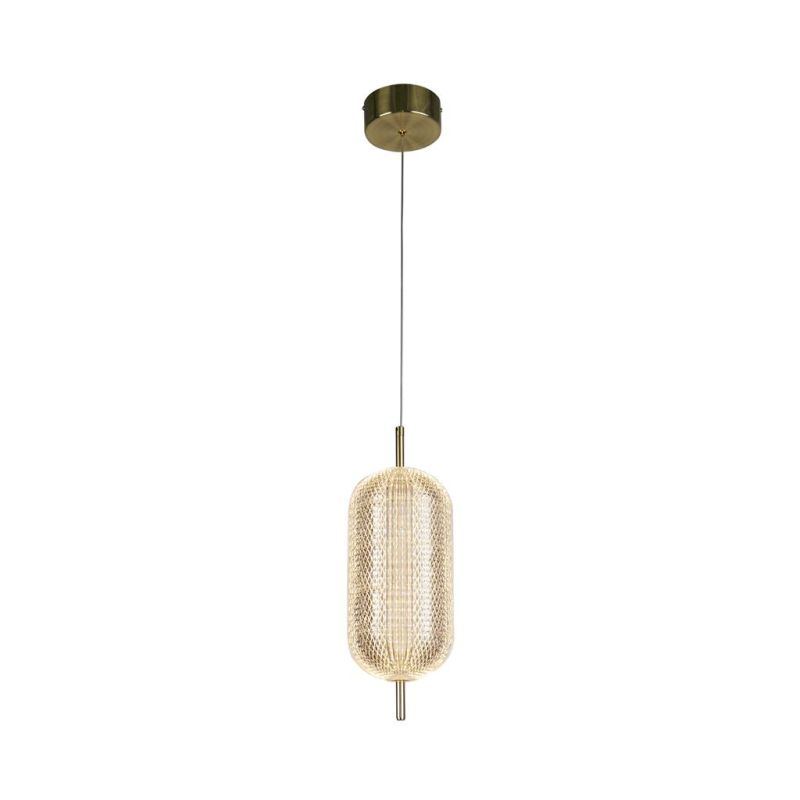 Searchlight-28803SB - Capsule - Satin Brass LED Pendant with Clear Acrylic Shade