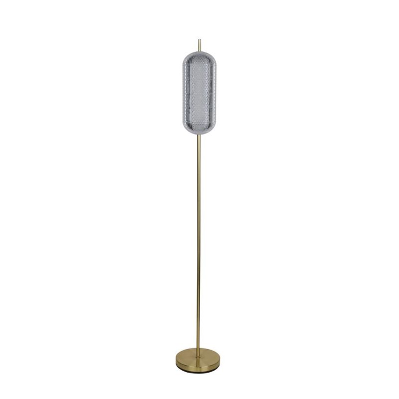 Searchlight-28806SB - Capsule - Satin Brass LED Floor Lamp with Clear Acrylic Shade