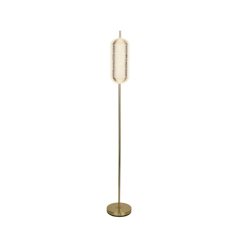 Searchlight-28806SB - Capsule - Satin Brass LED Floor Lamp with Clear Acrylic Shade