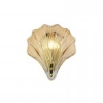 Shell - Satin Brass Wall Lamp with Amber Ombre Glass IP44
