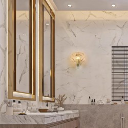 Shell - Satin Brass Wall Lamp with Amber Ombre Glass IP44