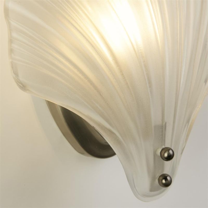 Searchlight-28980SS - Shell - Satin Silver Wall Lamp with Frosted Glass IP44