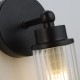 Searchlight-29981BK - Imperial - Black Wall Lamp with Ribbed Glass IP44