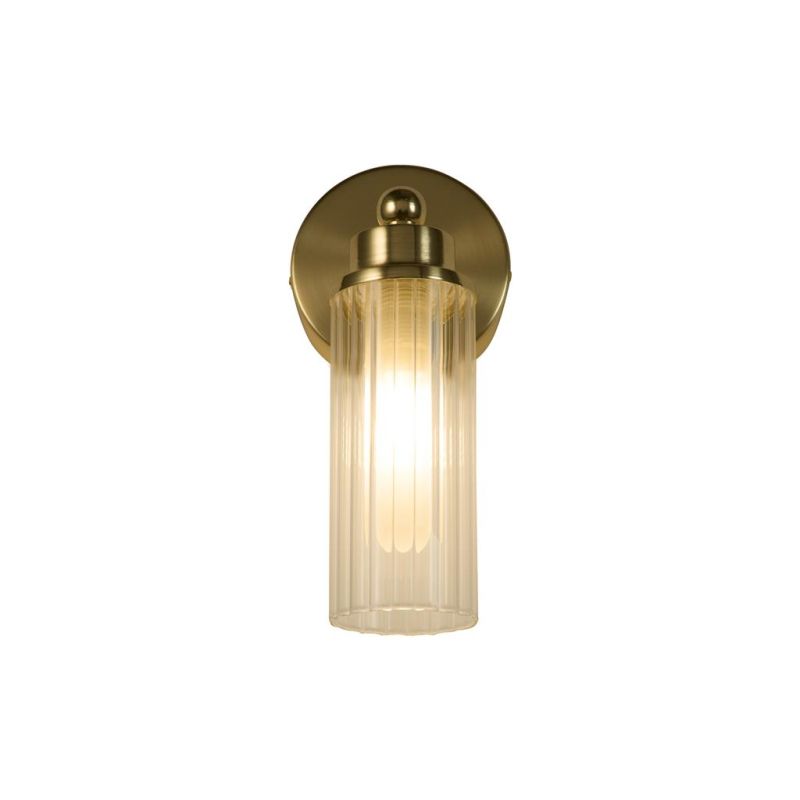 Searchlight-29981SB - Imperial - Satin Brass Wall Lamp with Ribbed Glass IP44