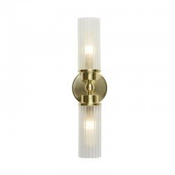 Imperial - Satin Brass 2 Light Wall Lamp with Ribbed Glass IP44