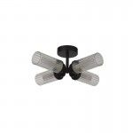 Imperial - Matt Black 4 Light Flush with Ribbed Glass IP44 Imperial - Matt Black 4 Light Flush with Ribbed Glass IP44