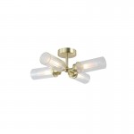 Imperial - Satin Brass 4 Light Flush with Ribbed Glass IP44 Imperial - Satin Brass 4 Light Flush with Ribbed Glass IP44