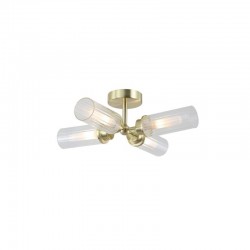 Imperial - Satin Brass 4 Light Flush with Ribbed Glass IP44