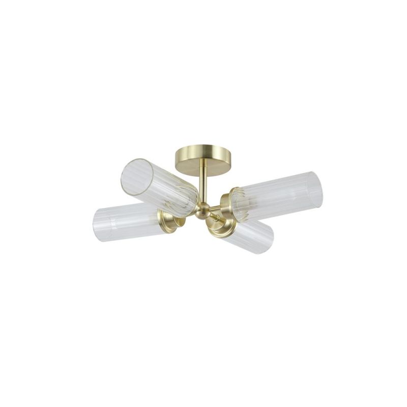 Searchlight-29984SB - Imperial - Satin Brass 4 Light Flush with Ribbed Glass IP44