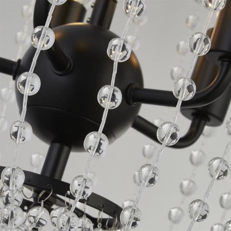 Searchlight-30216-5BK - Shower - Black 5 Light Pendant with Crystal