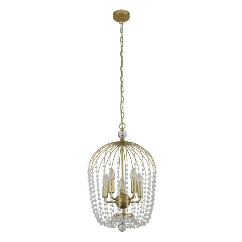 Searchlight-30216-5GO - Shower - Gold 5 Light Pendant with Crystal