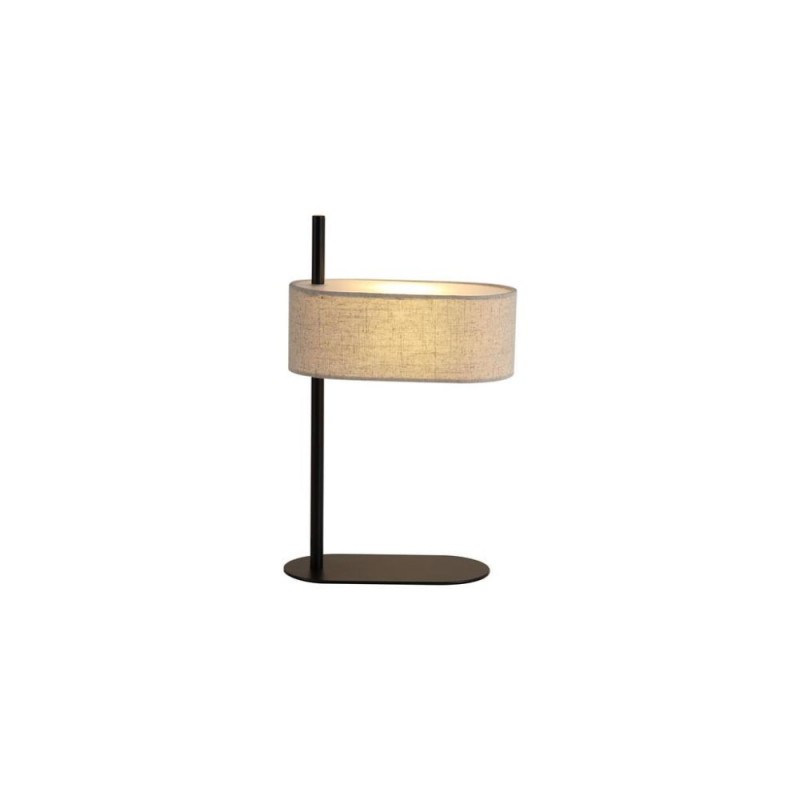 Searchlight-30501BK - Hessian - Black Table Lamp with Oatmeal Linen Shade