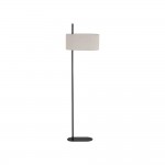 Hessian - Black Floor Lamp with Oatmeal Linen Shade