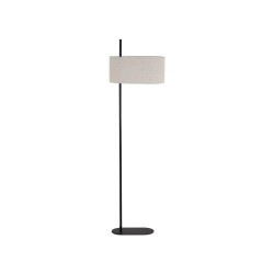 Hessian - Black Floor Lamp with Oatmeal Linen Shade