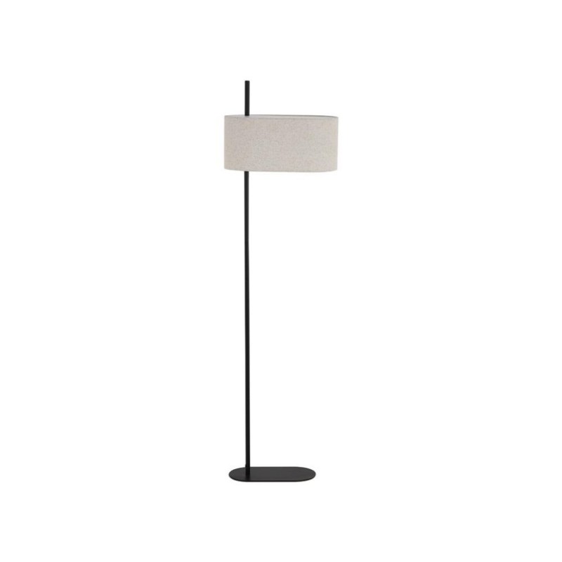 Searchlight-30502BK - Hessian - Black Floor Lamp with Oatmeal Linen Shade