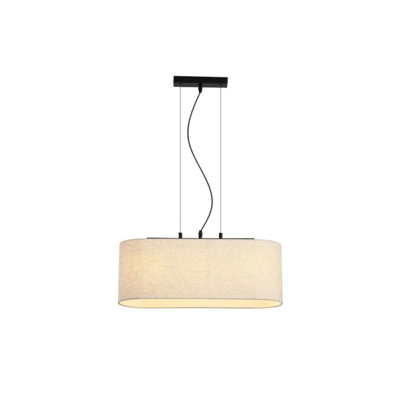 Searchlight-30503-3BK - Hessian - Black 3 Light over Island Fitting with Oatmeal Linen Shade