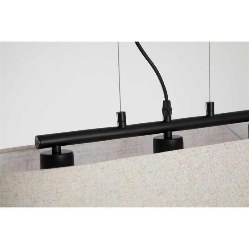 Searchlight-30503-3BK - Hessian - Black 3 Light over Island Fitting with Oatmeal Linen Shade