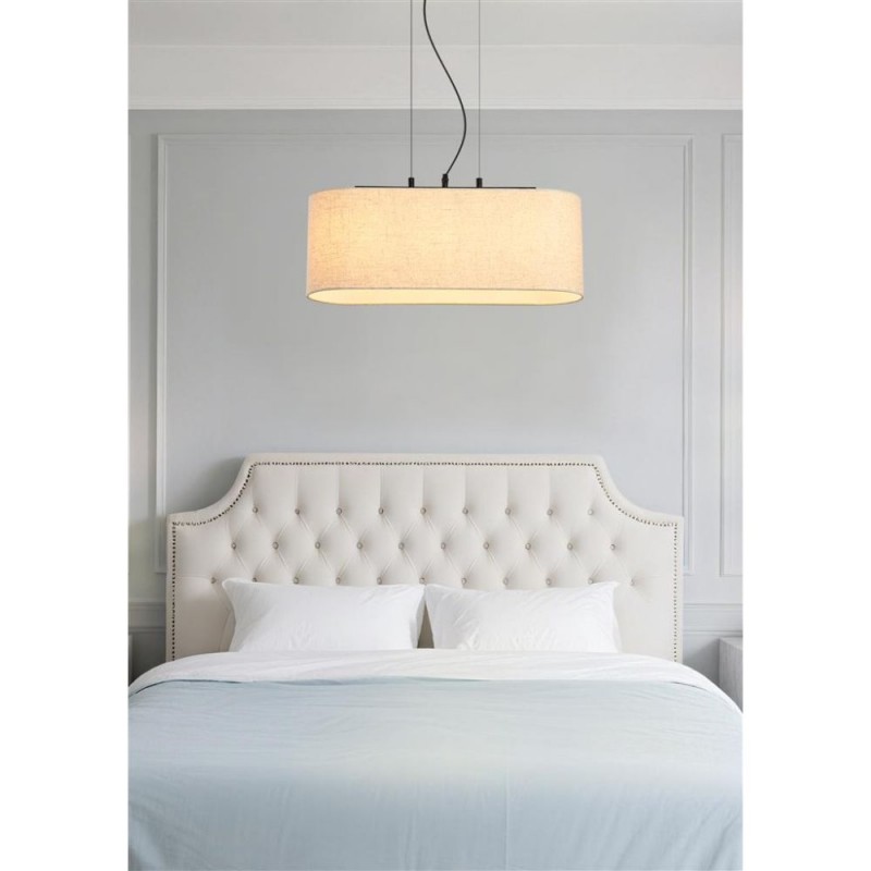 Searchlight-30503-3BK - Hessian - Black 3 Light over Island Fitting with Oatmeal Linen Shade