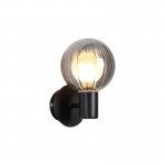 Luminsphere - Matt Black Wall Lamp with Ribbed Smoked Glass IP44