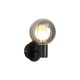 - Luminsphere - Matt Black Wall Lamp with Ribbed Smoked Glass IP44 Searchlight-30506BK - Luminsphere - Matt Black Wall Lamp with Ribbed Smoked Glass IP44