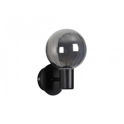 Luminsphere - Matt Black Wall Lamp with Ribbed Smoked Glass IP44