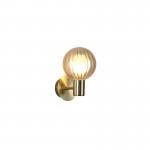 Luminsphere - Brass Wall Lamp with Ribbed Amber Glass IP44