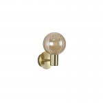 Luminsphere - Brass Wall Lamp with Ribbed Amber Glass IP44