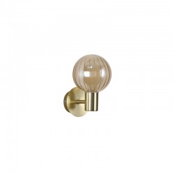 Luminsphere - Brass Wall Lamp with Ribbed Amber Glass IP44