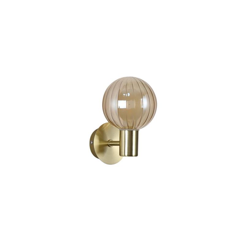 - Luminsphere - Brass Wall Lamp with Ribbed Amber Glass IP44 Searchlight-30506GO - Luminsphere - Brass Wall Lamp with Ribbed Amber Glass IP44