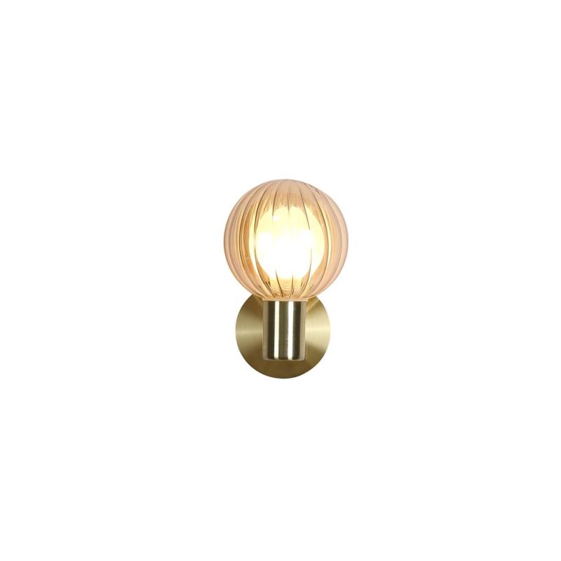 - Luminsphere - Brass Wall Lamp with Ribbed Amber Glass IP44 Searchlight-30506GO - Luminsphere - Brass Wall Lamp with Ribbed Amber Glass IP44