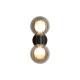 Searchlight-30507BK - Luminsphere - Matt Black Wall Lamp with Ribbed Smoked Glass IP44