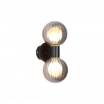 Luminsphere - Matt Black Wall Lamp with Ribbed Smoked Glass IP44