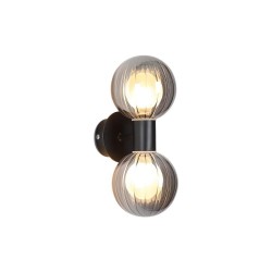 Luminsphere - Matt Black Wall Lamp with Ribbed Smoked Glass IP44