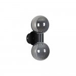 Luminsphere - Matt Black Wall Lamp with Ribbed Smoked Glass IP44