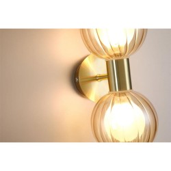 Luminsphere - Brass Wall Lamp with Ribbed Amber Glass IP44