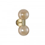 Luminsphere - Brass Wall Lamp with Ribbed Amber Glass IP44