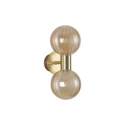 Luminsphere - Brass Wall Lamp with Ribbed Amber Glass IP44