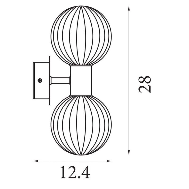 Searchlight-30507GO - Luminsphere - Brass Wall Lamp with Ribbed Amber Glass IP44