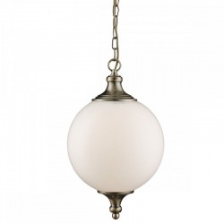 Vulcan - Opal Glass & Antique Brass Pendant