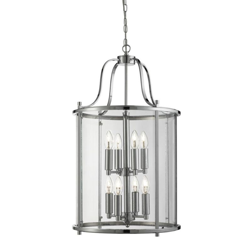 Ceiling Lights - Lantern Grande - Chrome & Clear Glass 8 Light Lantern Searchlight-3068-8CC - Lantern Grande - Chrome & Clear Glass 8 Light Lantern
