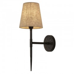 Gothic - Hammered Black Wall Lamp with Natural Linen Shades Gothic - Hammered Black Wall Lamp with Natural Linen Shades