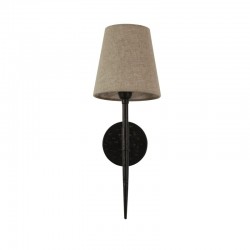 Gothic - Hammered Black Wall Lamp with Natural Linen Shades Gothic - Hammered Black Wall Lamp with Natural Linen Shades